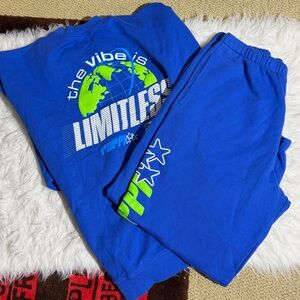 POPPI Soda Blue Limitless Matching Sweatsuit XXL Crewneck Sweats Pants